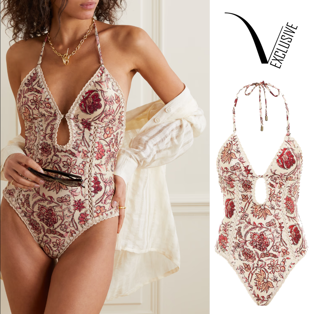 Three Pieces Holter Top V-Neck Keyhole Crochet Monokini