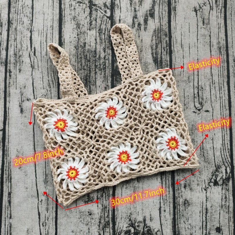 2 Pieces Pattern Crochet Flower Bikini Cover Up