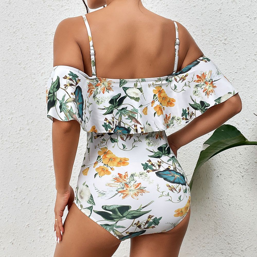 Cropped Off The Shoulder Top Print Monokini