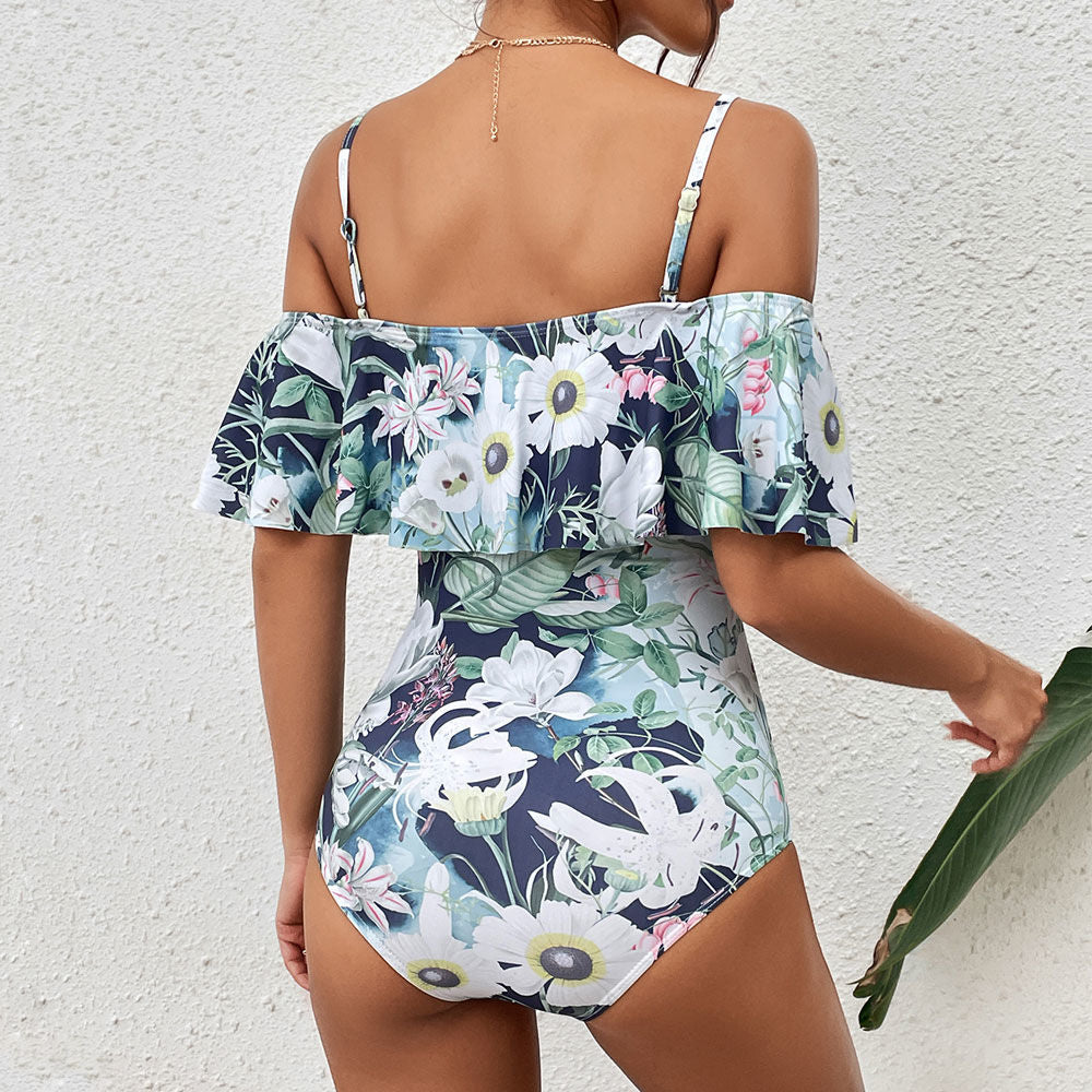 Cropped Off The Shoulder Top Print Monokini