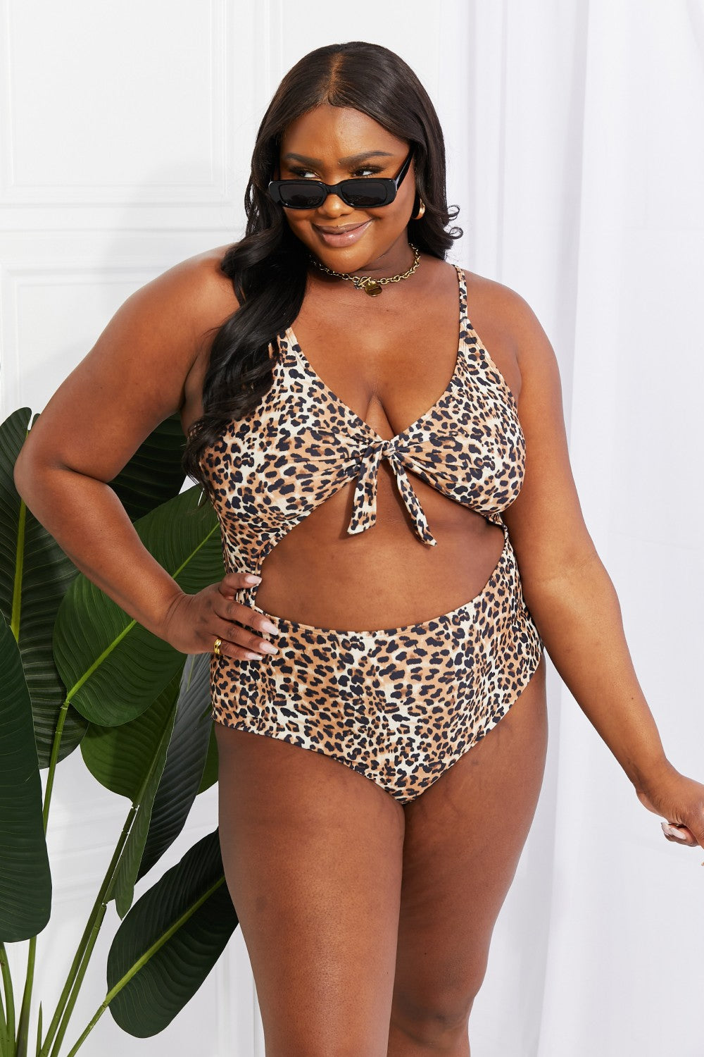 Marina West Tummy Cut Backless Leopard Monokini