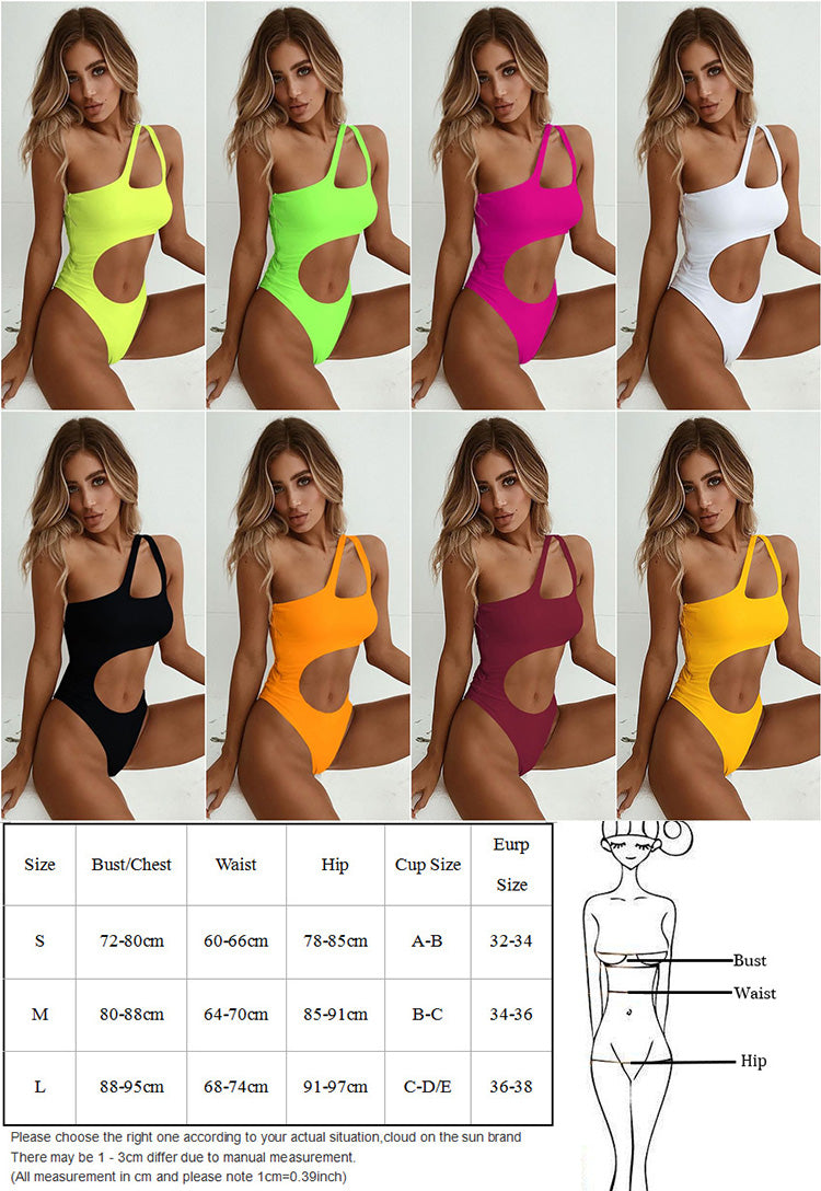 One Shoulder High Cut Fused Cut Out  Monokini