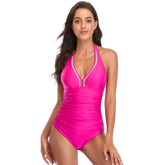 Cross Bandage Backless V-neck Monokini