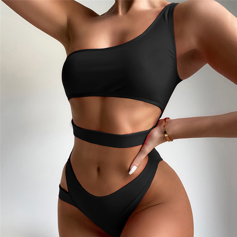 One Shoulder Cut Out High Cut Monokini