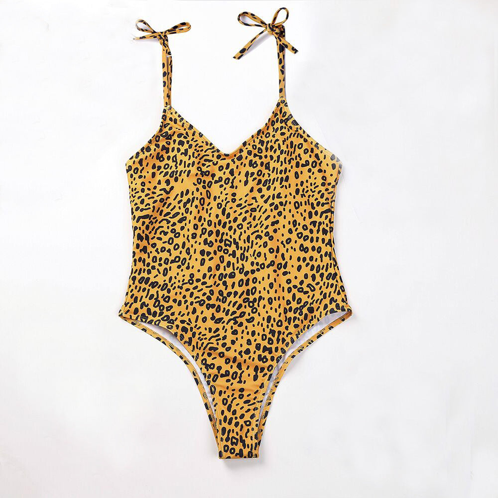 Leopard Yellow Split Knotted Designer Bikini Sexy