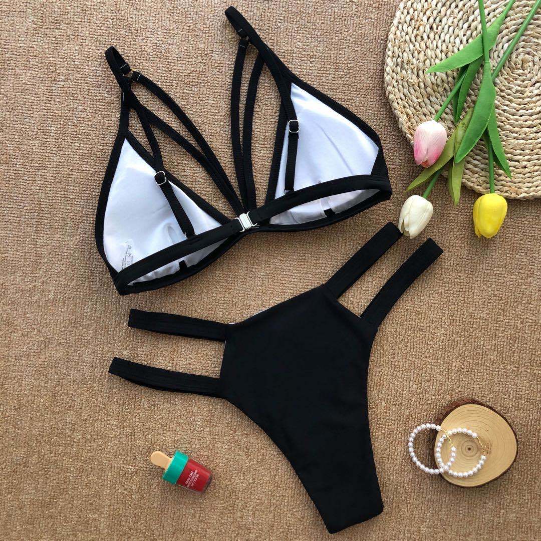 Cut Out Black Push Up Hollow Out Bikini