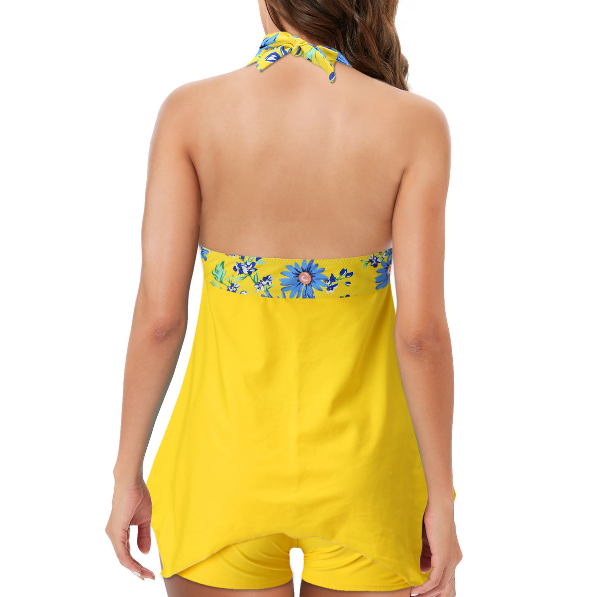 Yellow Sport Vintage Bandeau Push Up Tankini