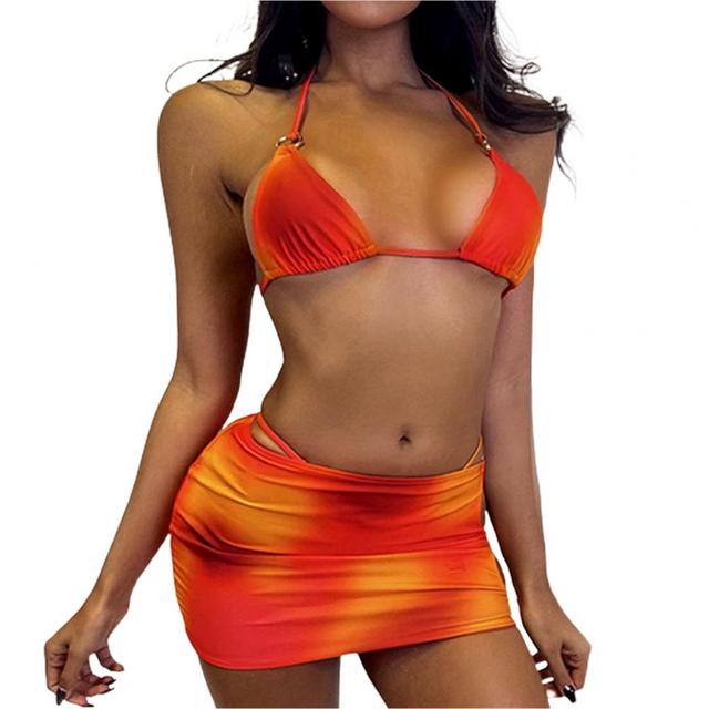 3 Pcs/Set Spaghetti Strap Halter Neck Gradient Exposed Bikini