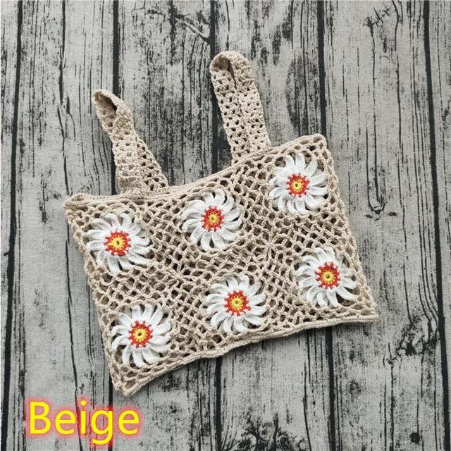 2 Pieces Pattern Crochet Flower Bikini Cover Up