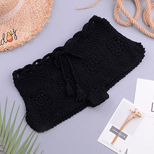 Two Pieces Knitted Crochet Swimwear Cover Up