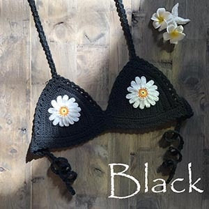 Crochet Top Flower Knitted Thong Bikini Set