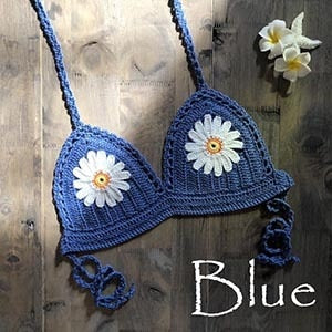 Crochet Top Flower Knitted Thong Bikini Set