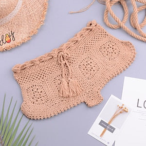 Two Pieces Knitted Crochet Swimwear Cover Up