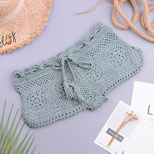 Two Pieces Knitted Crochet Swimwear Cover Up