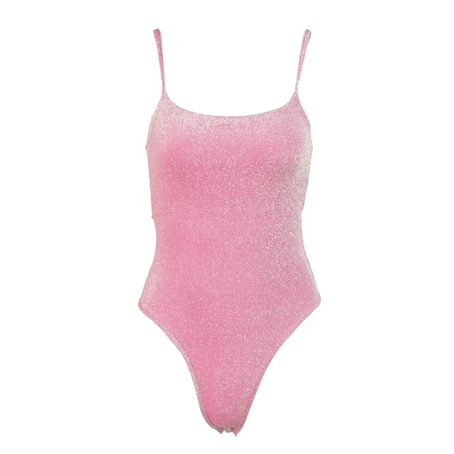 Solid Shimmer Romper Monokini