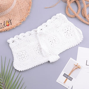 Two Pieces Knitted Crochet Swimwear Cover Up