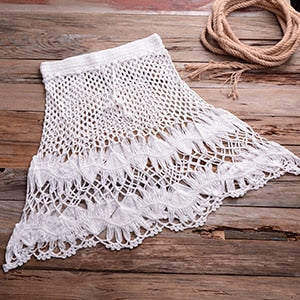 Two Pieces Crochet Push Up Holter Seashell Top Swimwear Cover Up